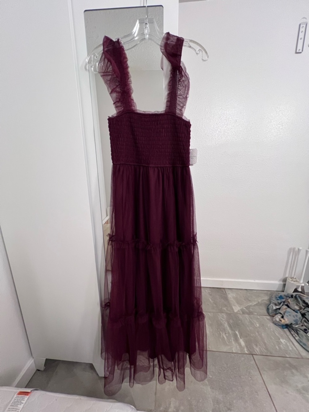Altar'd State Plum Smocked Tulle Dress